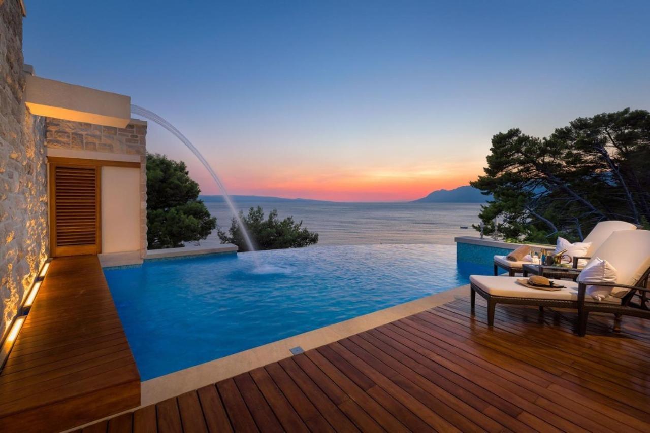Luxury Seafront Villa Brela Pride With Private Heated Pool At The Beach In Brela - Baska Voda Exteriör bild
