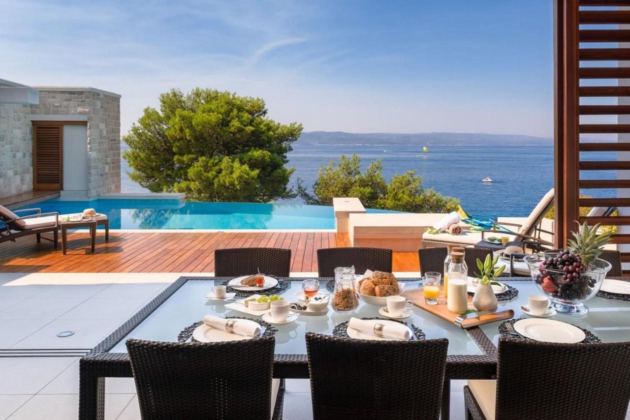 Luxury Seafront Villa Brela Pride With Private Heated Pool At The Beach In Brela - Baska Voda Exteriör bild